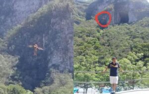 Hombre pájaro en la cueva